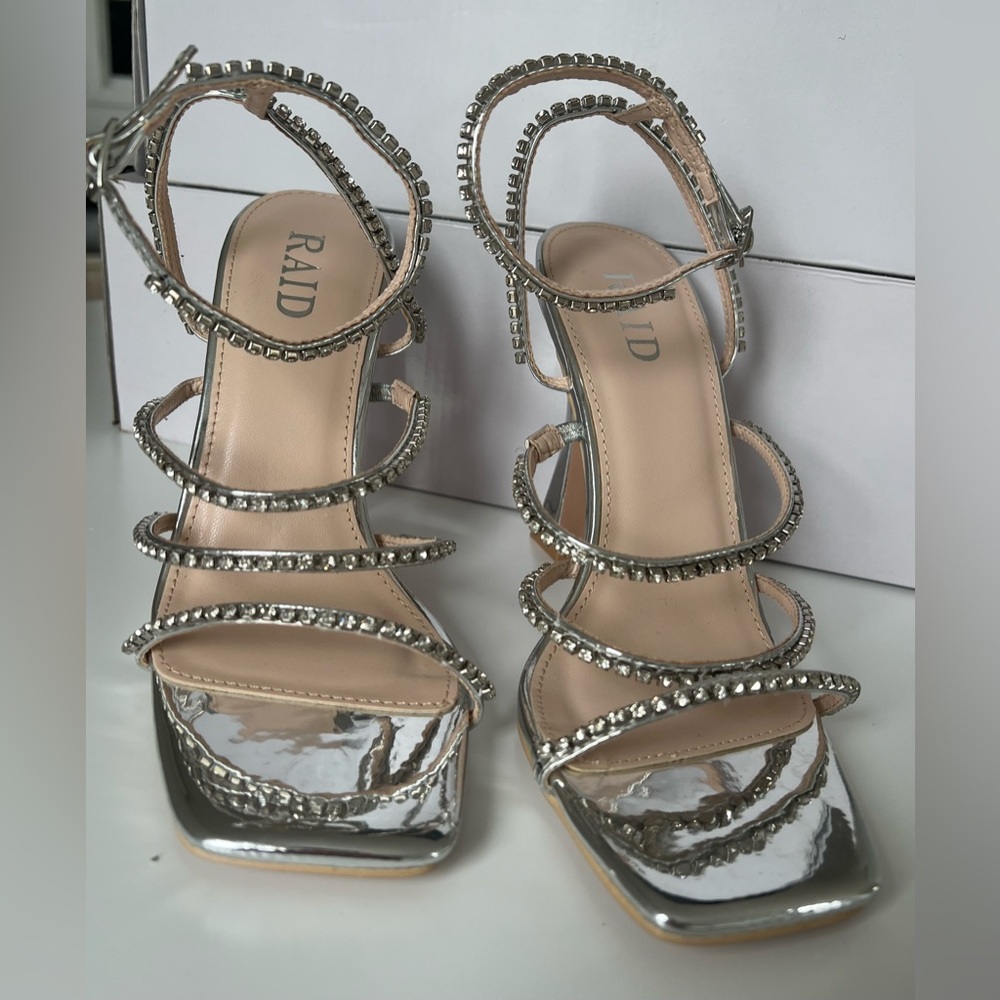RAID Silver Rhinestone Heels - Picture 3 of 5